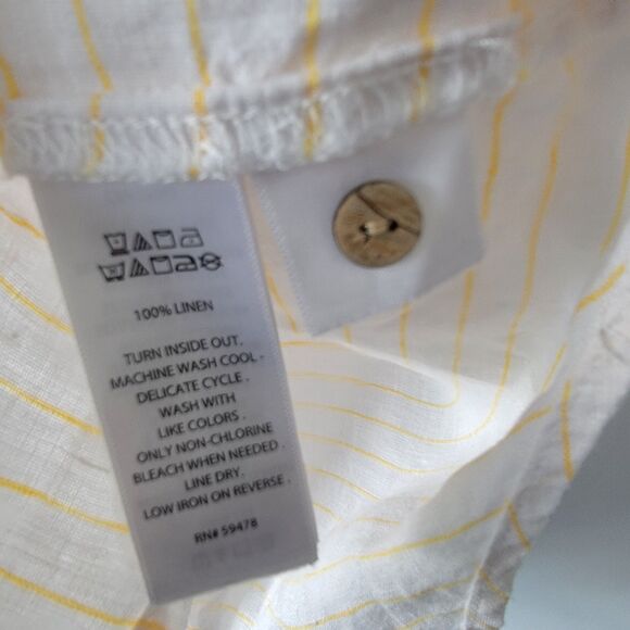 Cynthia Rowley womens 100% Linen Button up Blouse size S Striped boy fit - Picture 8 of 8